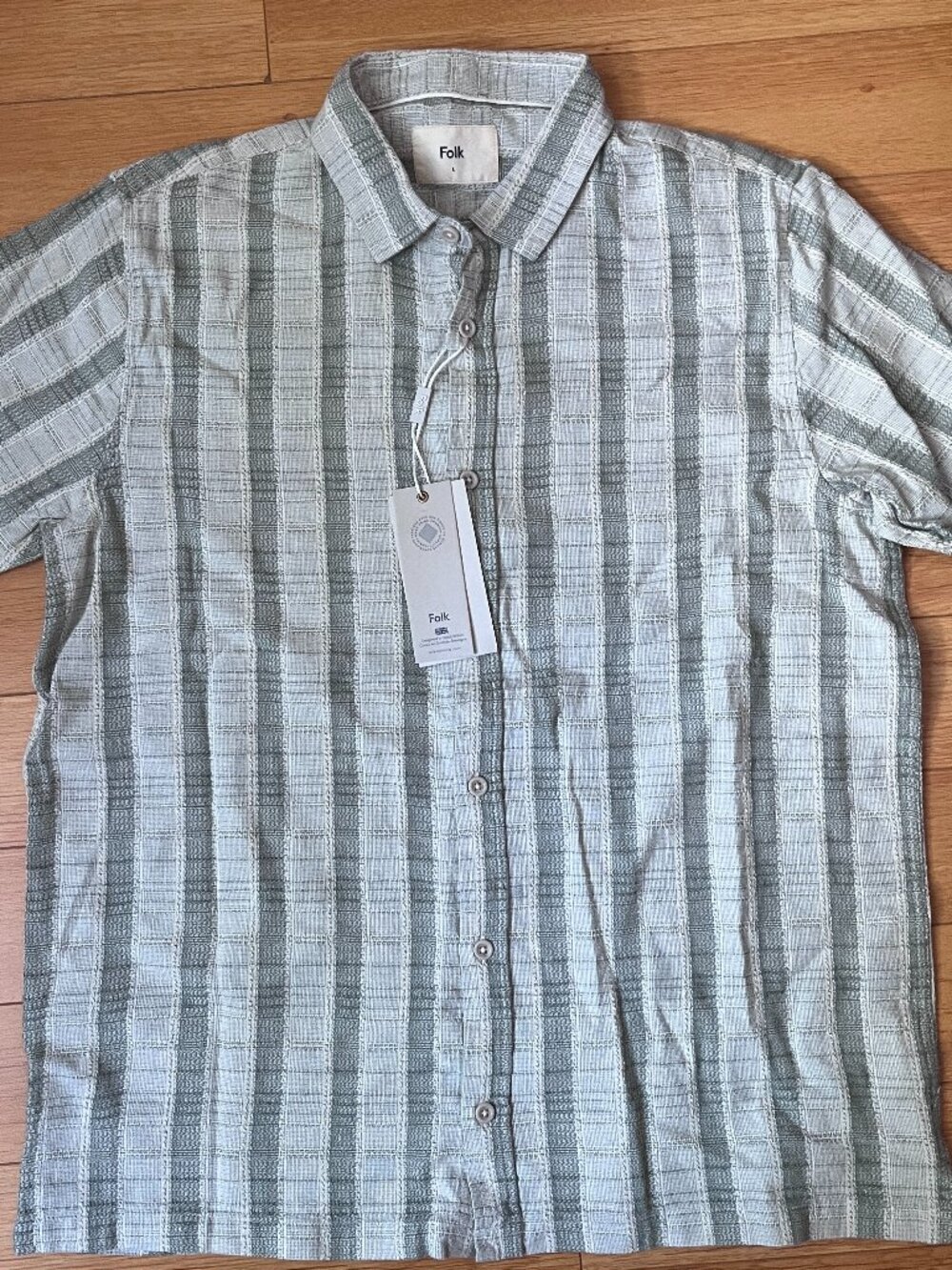 Folk Ottis Shirt Green Cotton Woven NWT
